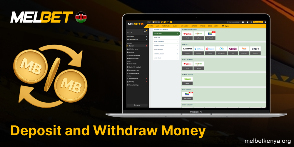 All deposit and withdrawal methods at Melbet Kenya