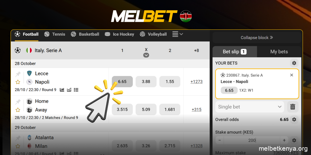 Click on the odds and they will be automatically added to the coupon, step 5