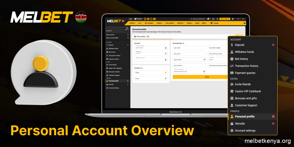 All functions available to users in the Melbet personal account
