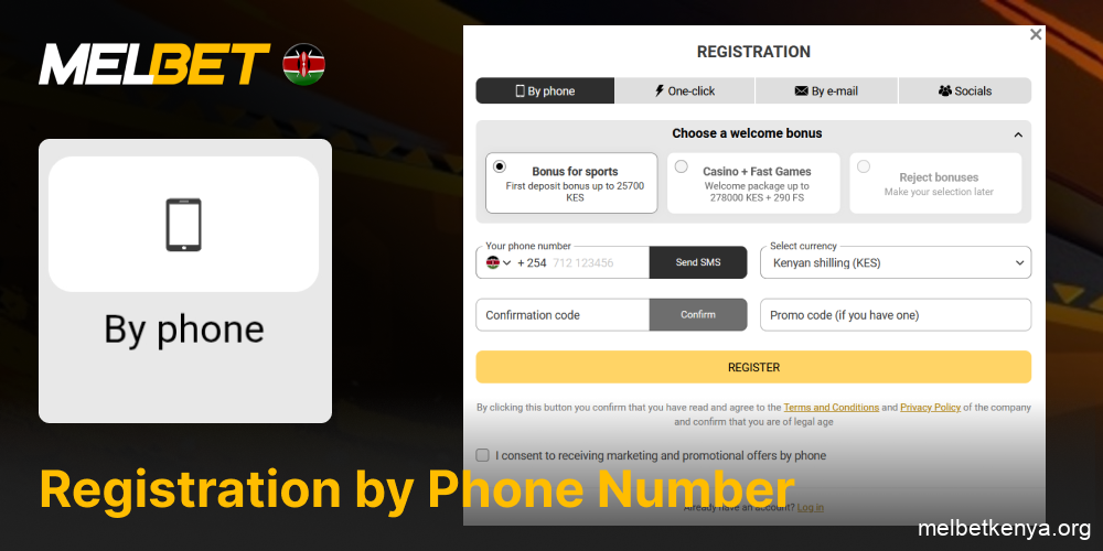 Melbet Kenya registration via mobile number