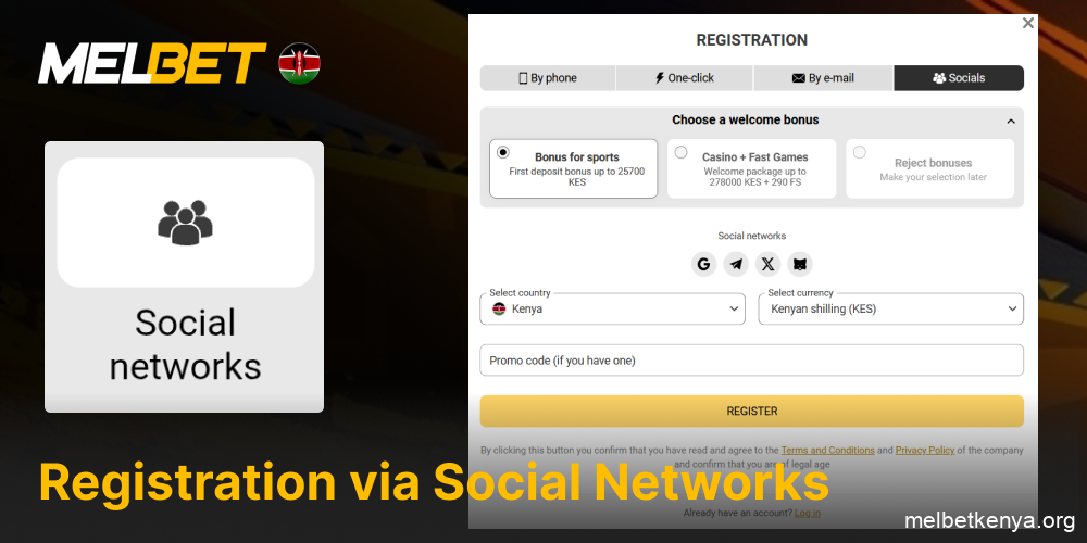 Quick and easy registration on the Melbet website via social networks