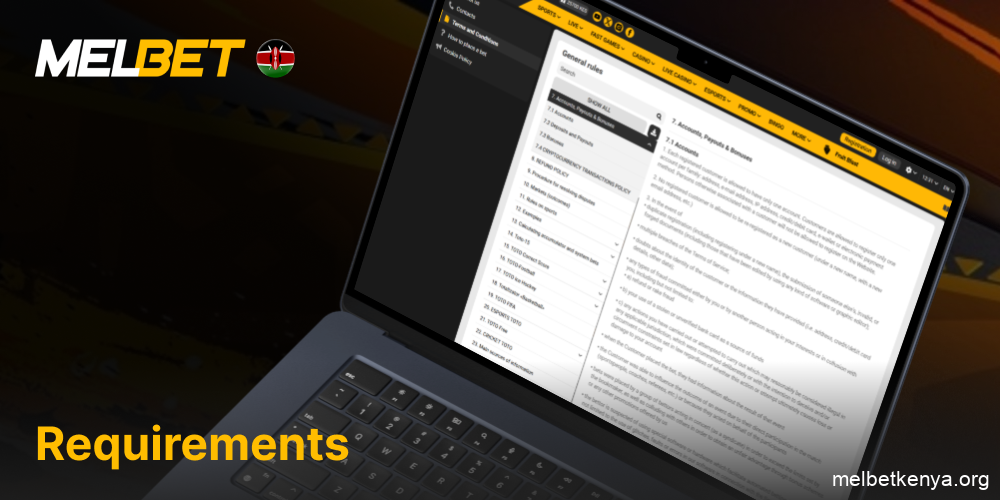 Requirements for registration on the Melbet website
